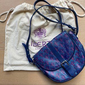 Liberty of London Carnaby Crossbody Saddle Bag Purse Blue Iphis Print